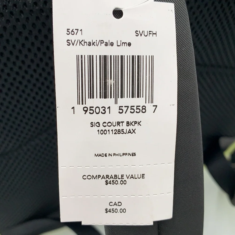 COACH NWT COURT BACKPACK IN SIGNATURE CANVAS KHAKI PALE LIME COLOR - Picture 16 of 16